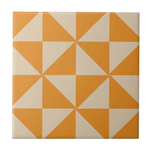 Brown Geometric Triangle Pattern Ceramic Tile (Front)