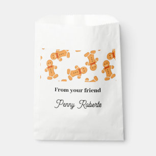 Brown gingerbread man on white favour bag
