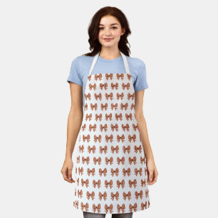 Brown gingham bow pattern apron