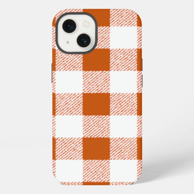 Brown Gingham Check Pattern iPhone Case (Back)