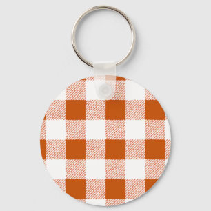 Brown Gingham Check Pattern Key Ring