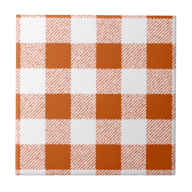 Brown Gingham Check Pattern Tile (Front)