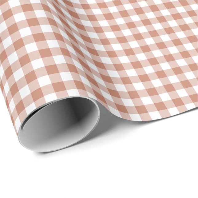 Brown Gingham Check Pattern Wrapping Paper (Roll Corner)