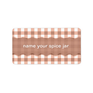 Brown Gingham Chequered Design Kitchen Label