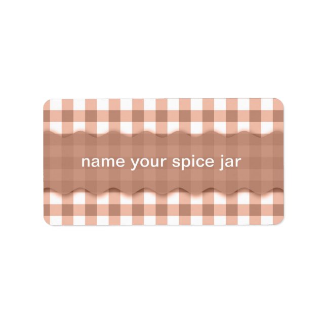 Brown Gingham Chequered Design Kitchen Label (Front)
