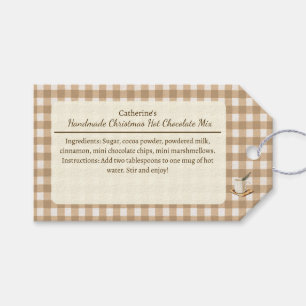 Brown Gingham Christmas Hot Chocolate Mix Gift Tags