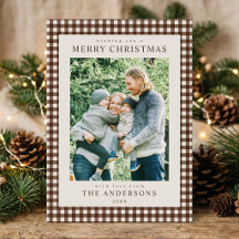 Brown Gingham Christmas Photo