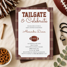 Brown Gingham Football Tailgate Baby Shower