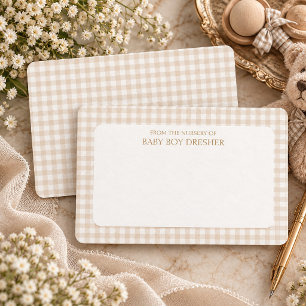 Brown Gingham Personalised  Card