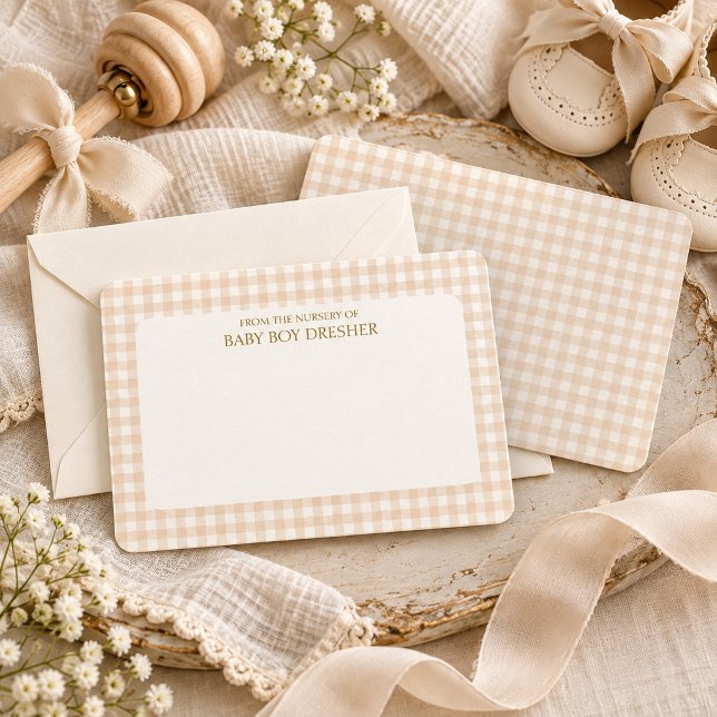 Brown Gingham Personalised  Card (Creator Uploaded)