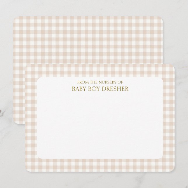Brown Gingham Personalised  Card (Front/Back)