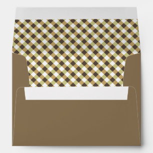 Brown Gingham Plaid Lined Envelope