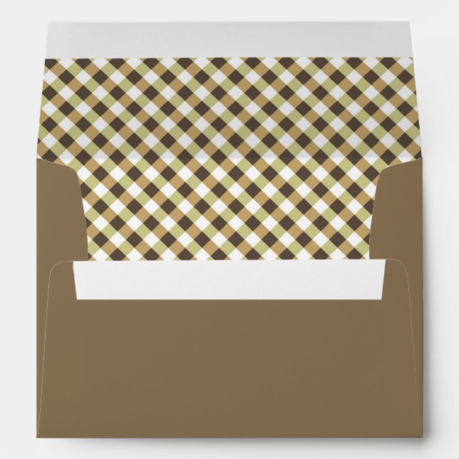 Brown Gingham Plaid Lined Envelope (Back (Bottom))