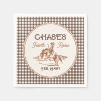 Brown Gingham Rodeo Paper Napkins