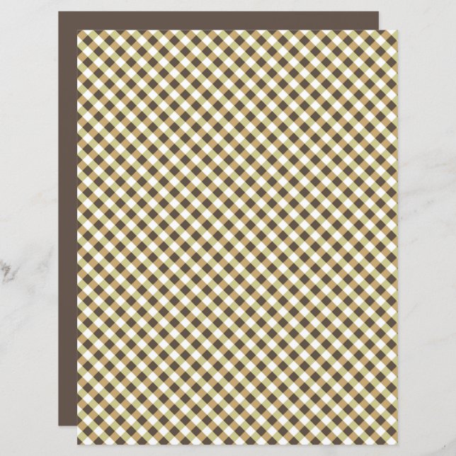 Brown Gingham Scrapbook Paper (Front/Back)