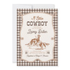 Brown Gingham Western Baby Shower Invitation