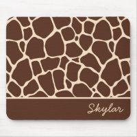 Brown Giraffe Animal Print Custom Cursive Name