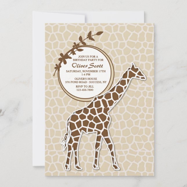 Brown Giraffe Invitation (Front)