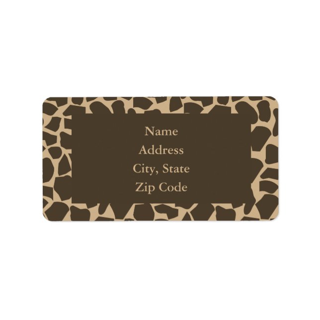 Brown Giraffe Pattern Print Label (Front)
