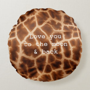 Brown Giraffe Print Round Cushion