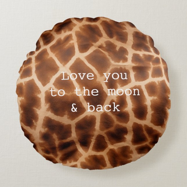 Brown Giraffe Print Round Cushion (Front)
