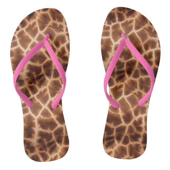 Brown Giraffe Print Thongs (Footbed)
