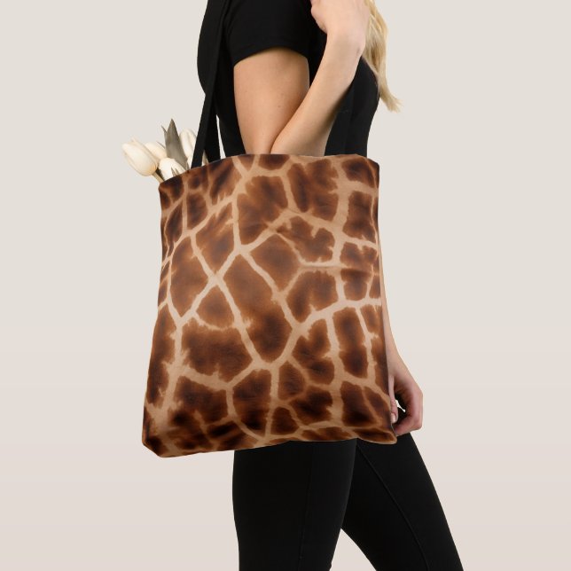 Brown Giraffe Print Tote Bag (Close Up)