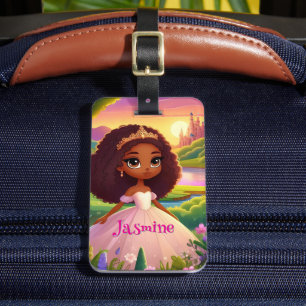 Brown Girl Magical Princess Luggage Tag
