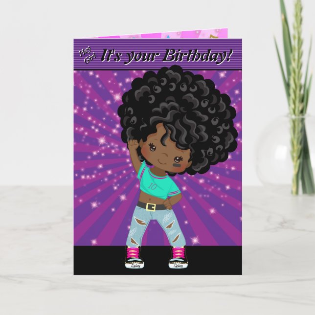 Brown Girls Hip Hop Word Search Happy Birthday Card (Front)