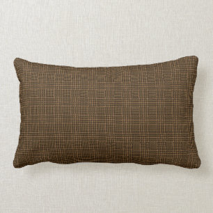 Brown Glen Check Houndstooth Plaid Pattern Lumbar Cushion