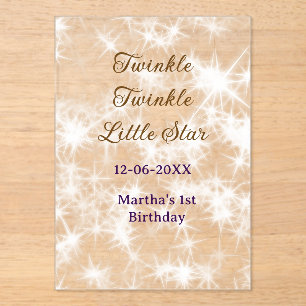 Brown glitter twinkle twinkle little star birthday acrylic invitations