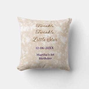 Brown glitter twinkle twinkle little star birthday cushion