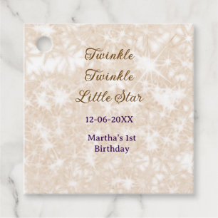 Brown glitter twinkle twinkle little star birthday favour tags