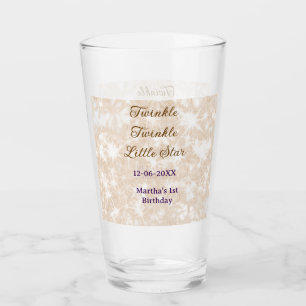 Brown glitter twinkle twinkle little star birthday glass