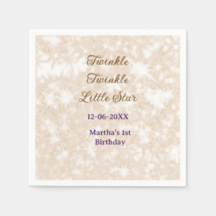 Brown glitter twinkle twinkle little star birthday napkin