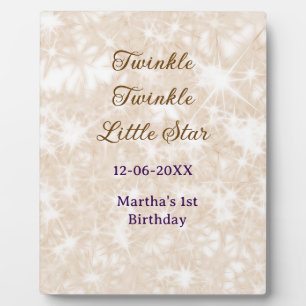 Brown glitter twinkle twinkle little star birthday plaque