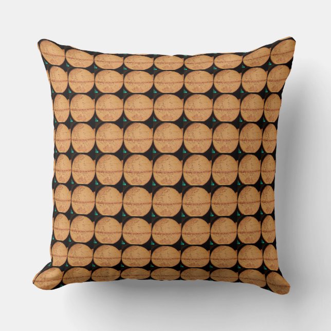 Brown Globe Tiles Pattern Design Throw Pillow (Front)