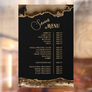Brown Gold Agate Services Menu