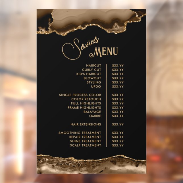 Brown Gold Agate Services Menu (Sheet 2)