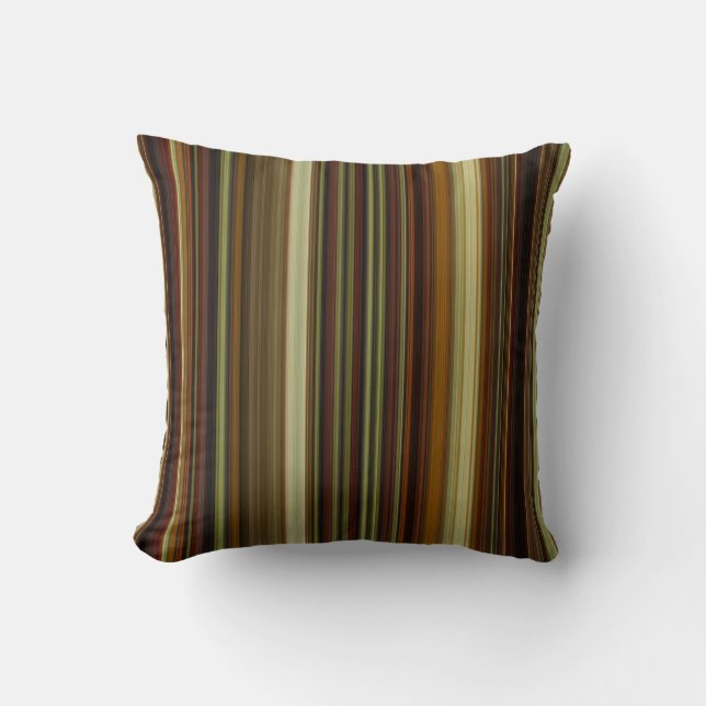 Brown Gold and Green Stripes Cushion (Front)