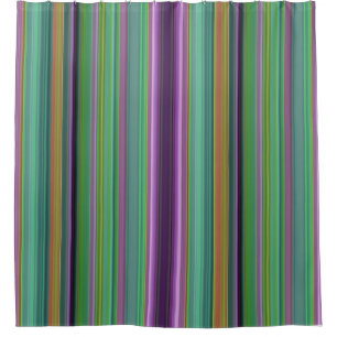 Brown Gold and Green Stripes Shower Curtain