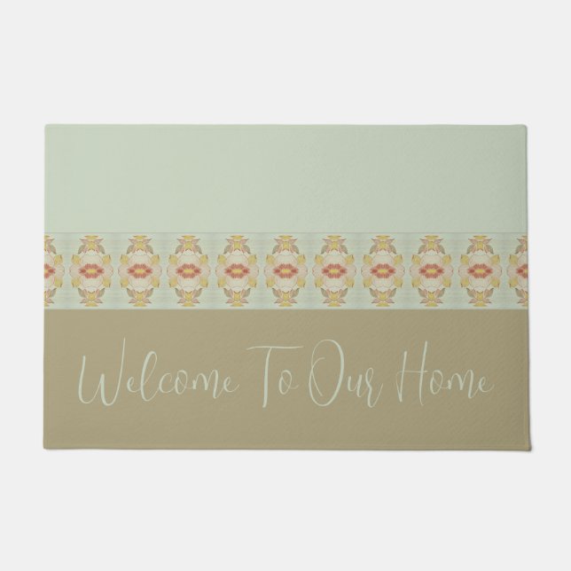 Brown Gold And Light Teal Doormat (Front)