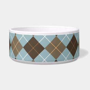 Brown, Gold, and Sky Blue Argyle Monogram