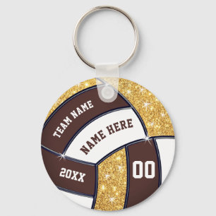 Brown, Gold and White Volleyball Party Favours Key Ring