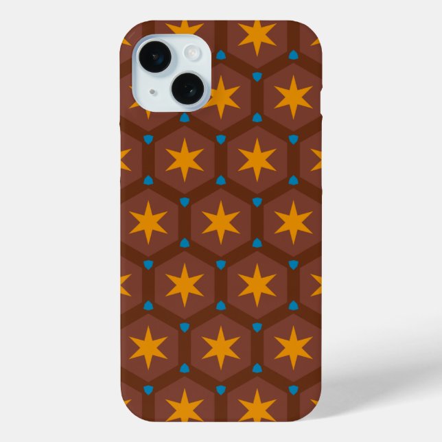 Brown, gold Blue Geometric Pattern  Case-Mate iPhone Case (Back)