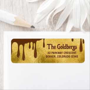 Brown Gold Chocolate Bar Mitzvah Return Address Label