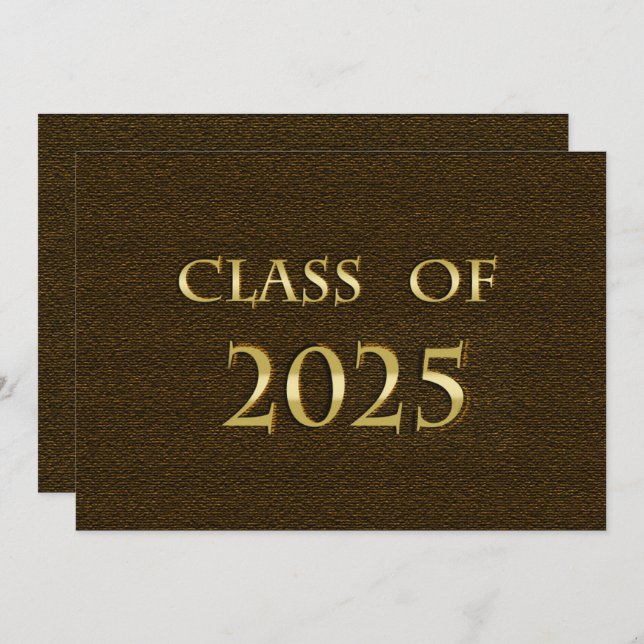 Brown & Gold Class of 2025 Graduation Party Invite (Front/Back)
