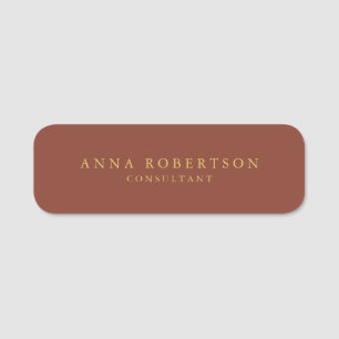 Brown Gold Colours Professional Trendy Minimalist Name Tag