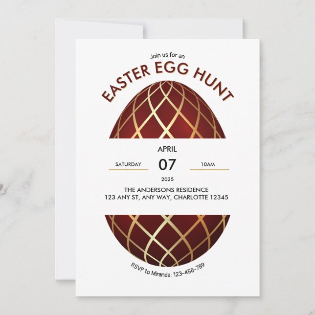 Brown Gold Easter Egg Hunt Invitation (Front)
