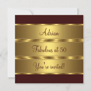 Brown & Gold Fabulous 50th Birthday Party 2 Invitation